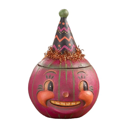 Bethany Lowe by Artist Johanna Parker Halloween Vintage Style Jackie Plum-O-Ween 5.5 Inch Container